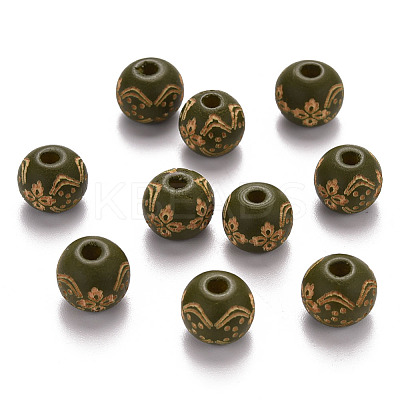 Painted Natural Wood Beads WOOD-N006-03A-06-1