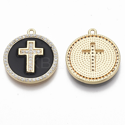 Brass Micro Pave Cubic Zirconia Pendants KK-R130-035-01G-NF-1