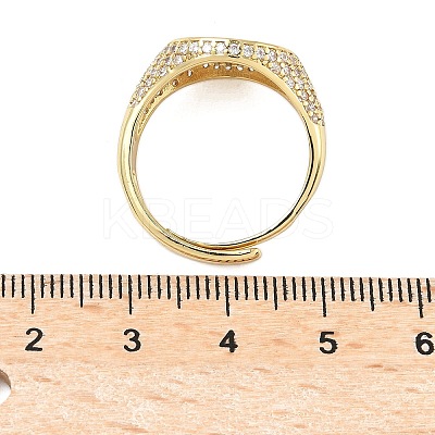 Brass Micro Pave Cubic Zirconia Cuff Rings for Women RJEW-A069-13G-03-1