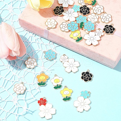 28Pcs 10 Styles Alloy Enamel Pendants ENAM-FS0002-16-1