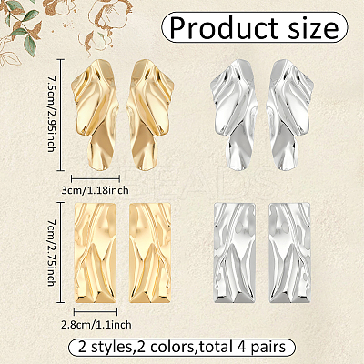 4 Pairs 4 Styles Alloy Stud Earrings with 304 Stainless Steel Pins EJEW-AN0004-61-1