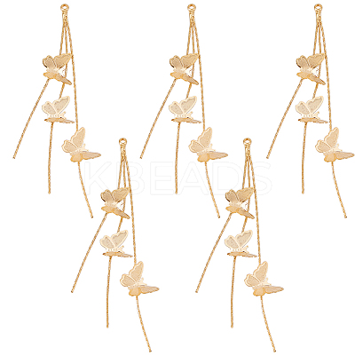 10Pcs Brass Butterfly Tassel Big Pendants KK-BBC0010-89-1