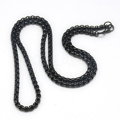 Trendy Men's 201 Stainless Steel Box Chain Necklaces X-NJEW-L043B-46B-1