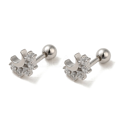 925 Sterling Silver Micro Pave Cubic Zirconia Earrings for Women EJEW-E307-04P-1