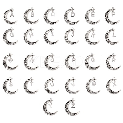 26Pcs Alloy Letter Pendants PALLOY-JF02578-1