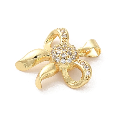 Rack Plating Brass Micro Pave Clear Cubic Zirconia Pendants KK-A206-05D-G-1