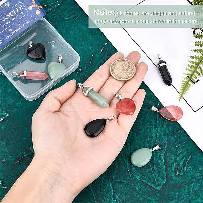 9Pcs 9 Style Natural & Synthetic Mixed Gemstone Pendants G-SC0001-73-1