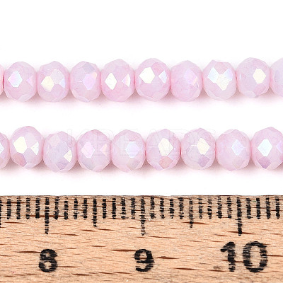 Anti-Tarnish Electroplate Rondelle Glass Beads Strands EGLA-T021-4mm-17-03-1