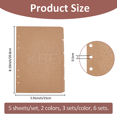 6 Sets 2 Colors A4/A5 Paper Binder Dividers DIY-FH0007-64B-1