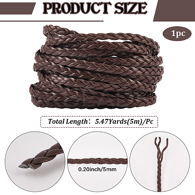 5M 3-Ply PU Leather Braided Cord LC-GF0001-12C-1