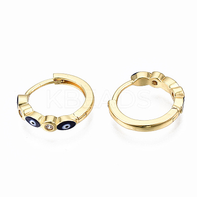 Brass Micro Pave Cubic Zirconia Huggie Hoop Earrings X-EJEW-T014-09G-01-NF-1