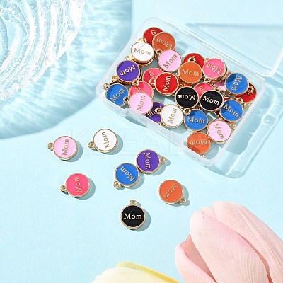 40Pcs 8 Colors Mother's Day Alloy Enamel Charms ENAM-FP0001-91-1