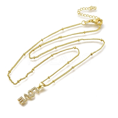 Brass Clear Cubic Zirconia Pendant Necklaces for Women NJEW-A039-02B-G-1