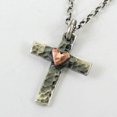 Bohemian Vintage Alloy Cross with Heart Pendant Necklaces FS-WG4EA27-01-1