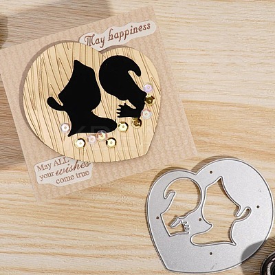 Mother's Day Theme Heart & Woman & Child Carbon Steel Cutting Dies Stencils PW-WG27002-01-1
