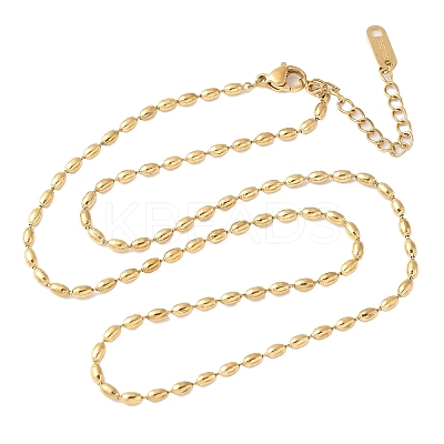 304 Stainless Steel Rice Link Chain Necklaces for Women NJEW-U045-04G-1