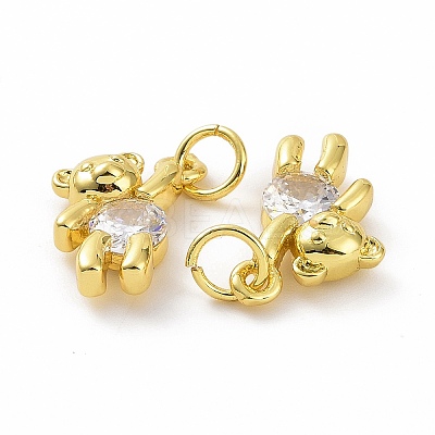 Brass Micro Pave Clear Cubic Zirconia Charms ZIRC-F135-25G-03-1