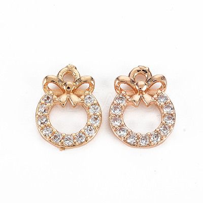 Rack Plating Brass Micro Pave Clear Cubic Zirconia Charms X-KK-T060-14-RS-1