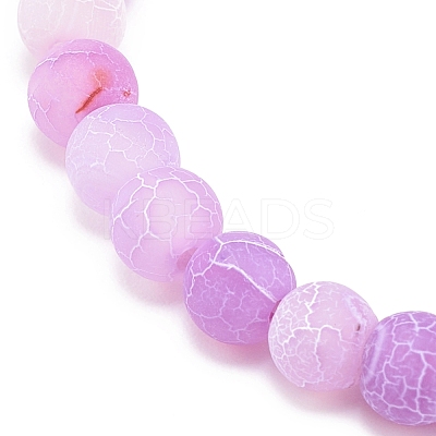 Natural Weathered Agate(Dyed) Round Beaded Stretch Bracelet BJEW-JB08363-01-1