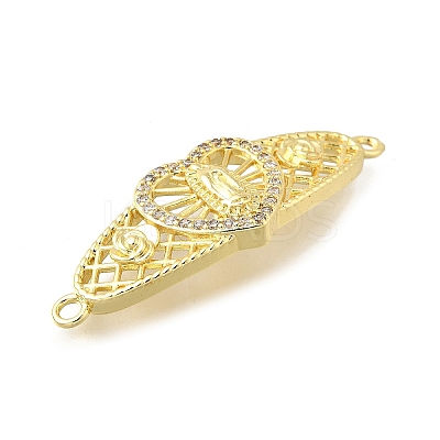 Brass Pave Cubic Zirconia Religion Connector Charms KK-Q066-16B-G-1