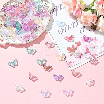 100Pcs Transparent Spray Painted Glass Beads GLAA-YW0005-09-1