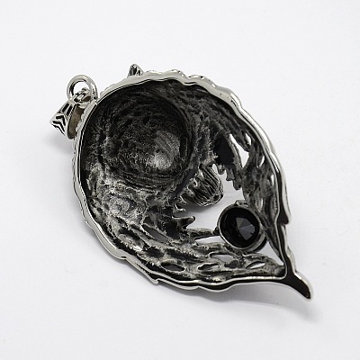 Retro Men's 304 Stainless Steel Steel Big Wolf Head Pendants LS-STAS-O044-52A-1