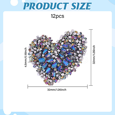 12Pcs Glitter Resin Hotfix Rhinestone(Hot Melt Adhesive On The Back) PATC-CA0001-15-1