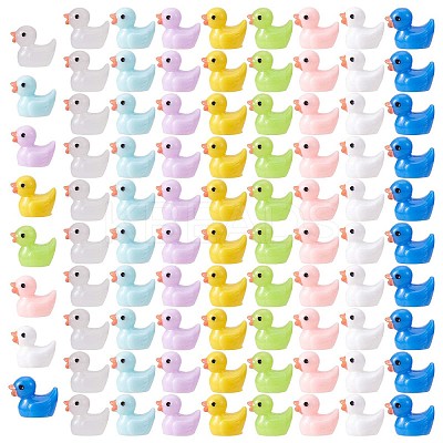 80 Pcs Tiny Ducks Mini Resin Duck Colorful Mini Duck Bulk Fairy Tale Garden Animal Sculpture Resin Duck Image for Miniature Landscape JX344A-1