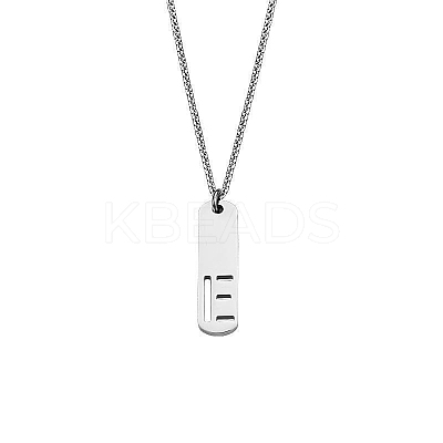 304 Stainless Steel Rectangle with Laser Cut Initial Pendant Necklaces FS-WG71FEF-09-1