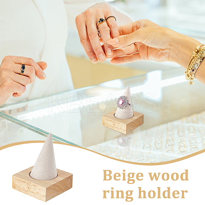 1 Cone Wooden Ring Organizer Holder RDIS-WH0031-02A-01-1