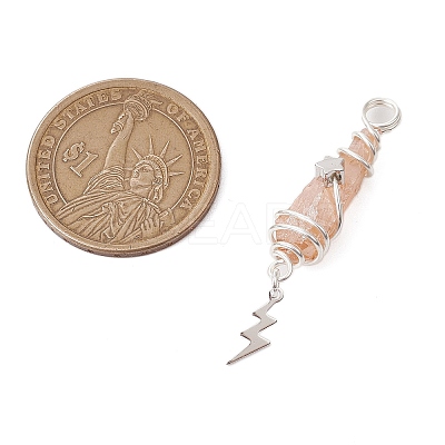 3Pcs 3 Styles Electroplated Natural Quartz Crystal Nuggets Copper Wire Wrapped Pendants PALLOY-JF03128-09-1