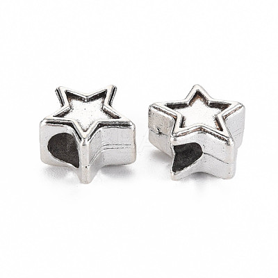 Tibetan Style Alloy European Beads Settings for Enamel TIBEB-N007-029-1