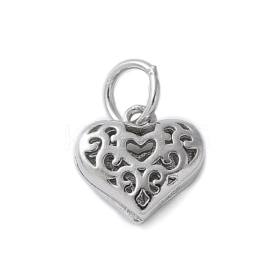 925 Sterling Silver 3D Hollow Flower Heart Charms STER-M099-02P-1