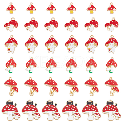36Pcs 6 Styles Autumn Theme Alloy Enamel Pendants ENAM-HY0003-07-1