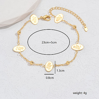 Brass Oval Link Chain Ankletsts for Women SG5790-2-1