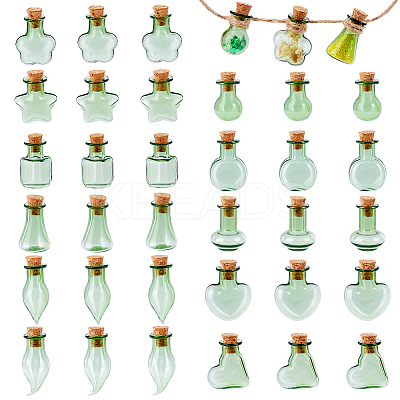33Pcs 11 Styles Glass Cork Bottles Ornament AJEW-PH0025-20-1