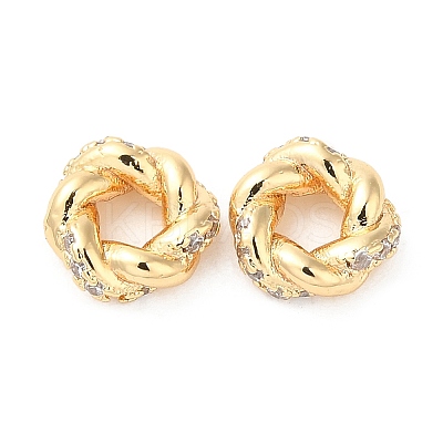 Brass Micro Pave Cubic Zirconia Spacer Beads KK-F855-05G-1