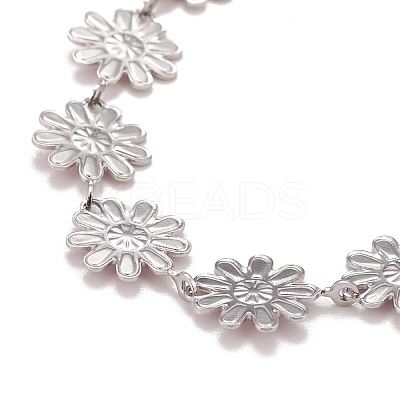 Enamel Daisy Link Chain Necklace NJEW-P220-01P-03-1