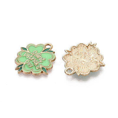 Saint Patrick's Day Alloy Enamel Pendants ENAM-T024-38A-G-1