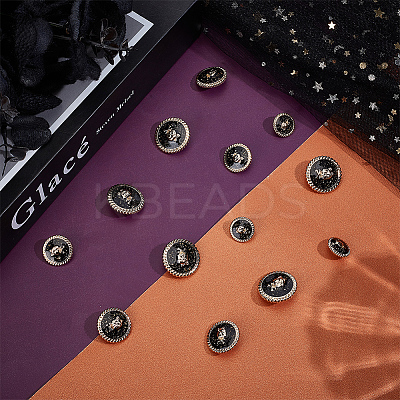24Pcs 4 Styles 1-Hole Zinc Alloy Enamel Shank Buttons BUTT-OC0001-67-1