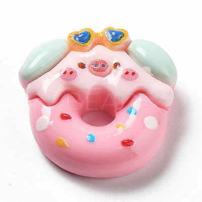 Pig Theme Opaque Resin Cabochons RESI-I057-A01-1