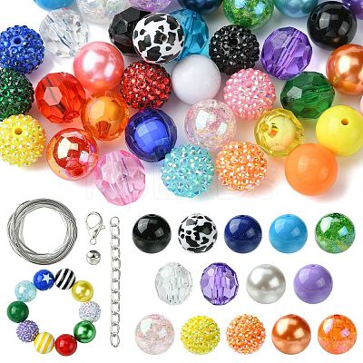 Round Opaque Acrylic Beads Kit OACR-CJC0002-05B-1