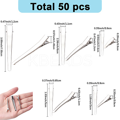 50Pcs 5 Styles Iron Alligator Hair Clip Findings FIND-GF0008-06-1