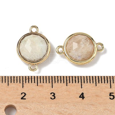 Brass Pave Natural Mixed Stone Faceted Flat Round Connector Charms G-U028-04G-1