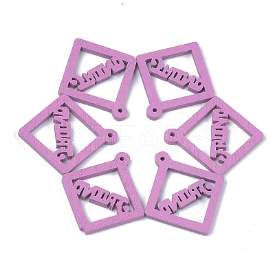 Spray Painted Wood Pendants WOOD-T017-05A-1