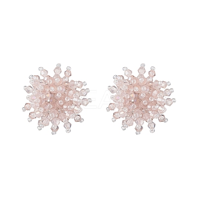 Flower Handmade Glass Seed Beads Stud Earrings EJEW-MZ00680-03-1