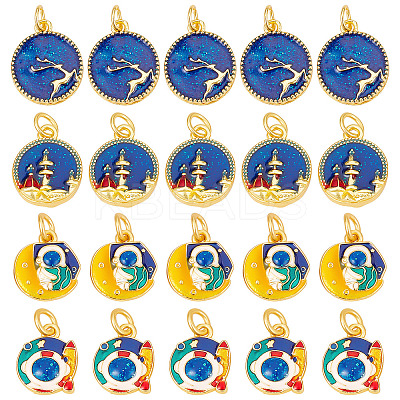 20Pcs 4 Style Alloy Enamel Pendants ENAM-SC0003-18-1