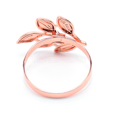 Leaf Alloy Napkin Rings PALLOY-WH0092-08RG-1