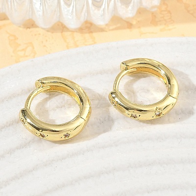 Brass Micro Pave Cubic Zirconia Hoop Earrings KK-CBA30C7-21G-1