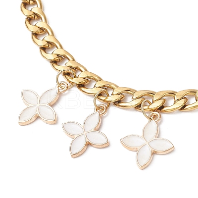 Alloy Enamel Flower Charm 304 Stainless Steel Cuban Link Chain Bag Decorative Chains FIND-JF00160-01-1